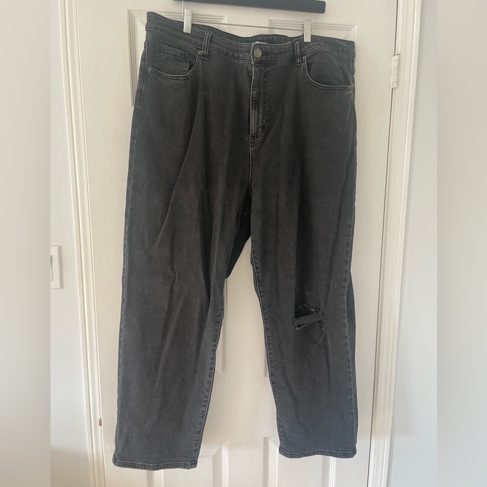 Plus Size High Waisted Straight Leg Grey Jeans